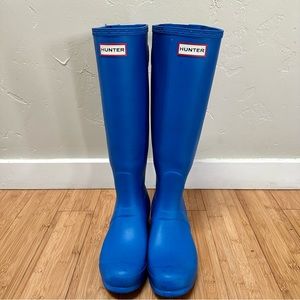 Like New HUNTER ORIGINAL TALL WOMEN'S BOOTS Matte Cobalt Blue - 8